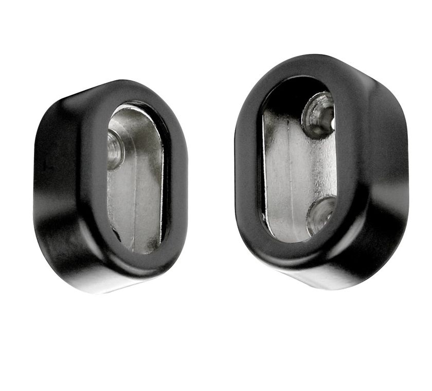 Halterungen für ovales Garderobenrohr, mit 2 schwarzen Abdeckungen