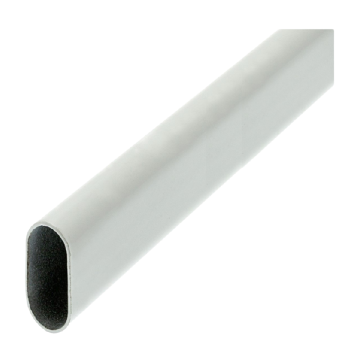 Tubo de armario ovalado, 30x15mm, longitud 100cm, blanco