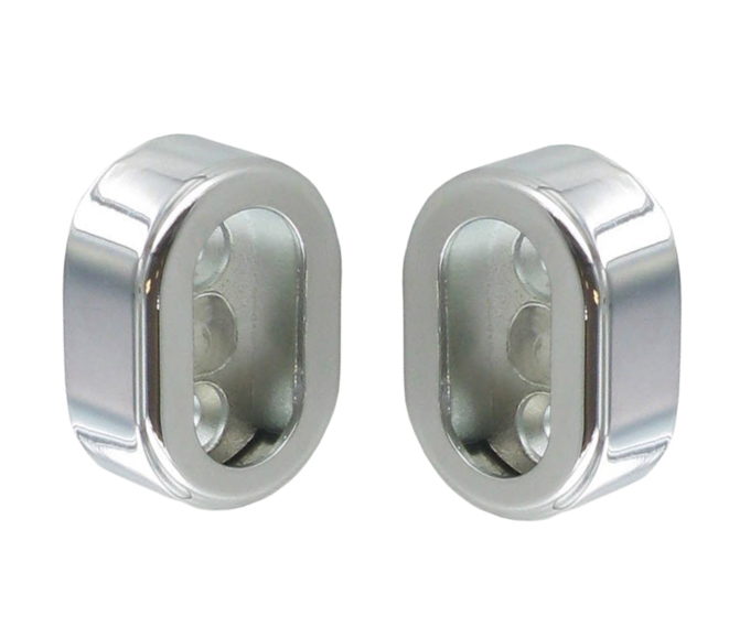 Supports for oval closet tube, with 2 chrome-plated zamak covers