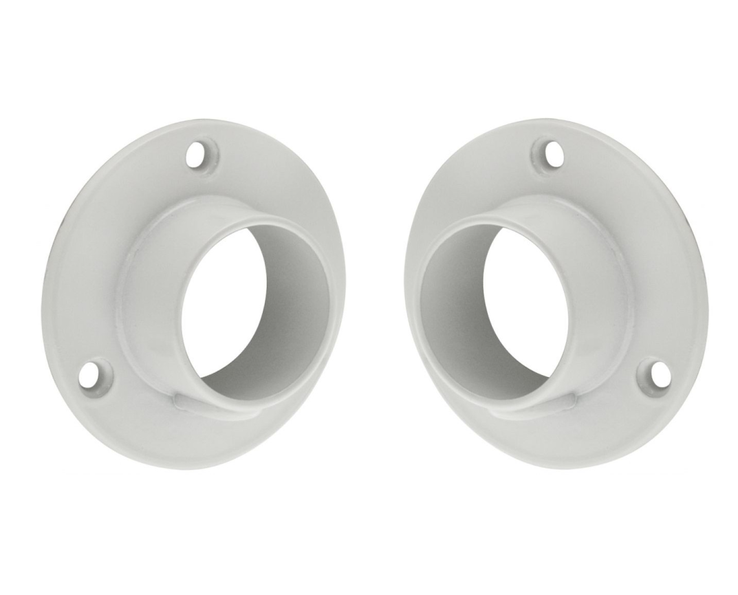Closed end supports for open closet tube diameter 19, white steel