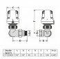 Thermostatisch ventiel, Caleffi recht dubbel hoekhuis, 12x17 (3/8")