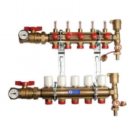KITR553FK manifold preassembled with flow meter, 8 outlets. - Giacomini - Référence fabricant : R553FK028