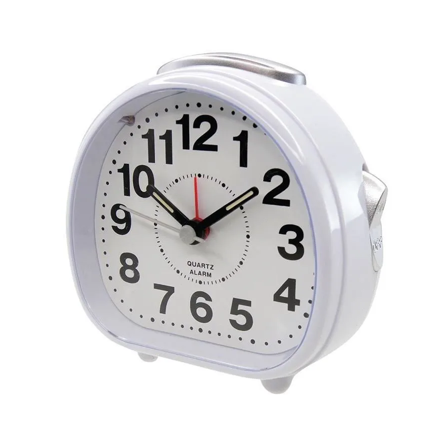 Ultra-quiet quartz alarm clock with matching light