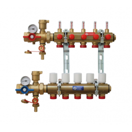 KITR553FK manifold pre-mounted with flow meter, 3 outlets - Giacomini - Référence fabricant : R553FK023