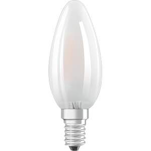 Ampoule LED dépolie flamme E14, 2.5W, blanc chaud.