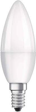 E14 frosted flame LED bulb, 4.9W, warm white.