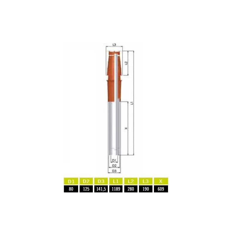 Oranje-bruin dakuiteinde T.E.N, diameter 80/125