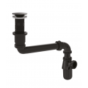 Complete universal washbasin set with trap, spigot and drain, black