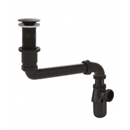 Complete universal washbasin set with trap, spigot and drain, black - Valentin - Référence fabricant : 62700000500