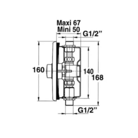 Robinet Presto encastré 15x21 avec robinet d'arrêt