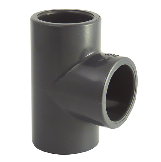 Tee di pressione in PVC a 90° diametro 50 mm, 16 bar