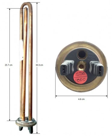 Heating element with round flange 1000W - 30 cm