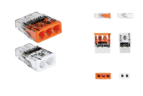 Set of 10 2-input and 10 3-input terminals without levers, rigid and flexible, 4 mm² WAGO
