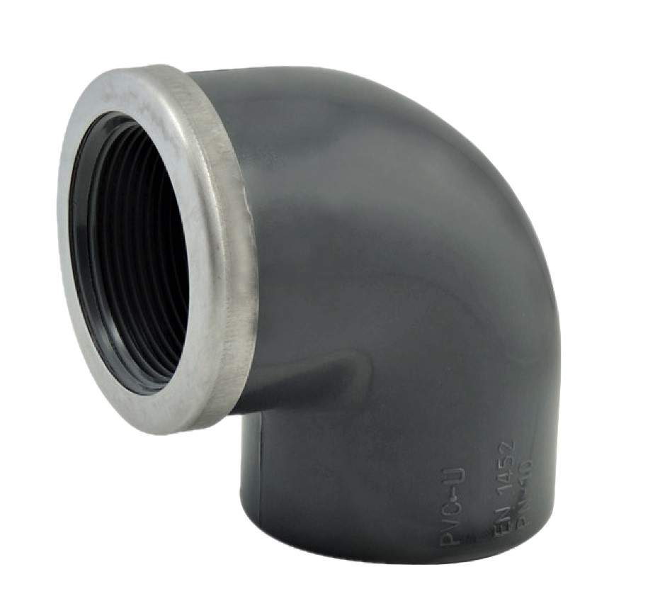Elbow 90 degree diameter 32, female, 26x34, with metal reinforcement ring