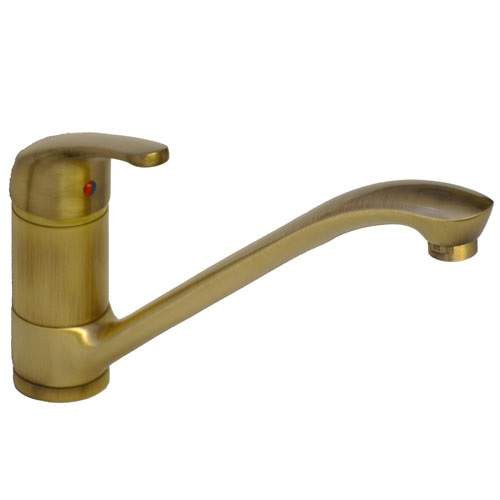 Sink mixer with melted spout old bronze.