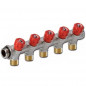 Sanitary manifolds 5 outlets red with integrated remote fittings Sanitary manifolds 5 outlets red with integrated remote fittings