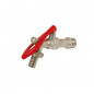 Met hangslot afsluitbare messing kraan met rood stalen handvat 15X21/20X27