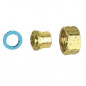 Straight fitting 2 pieces with flat gas gasket, to braze on copper, 15X21/14