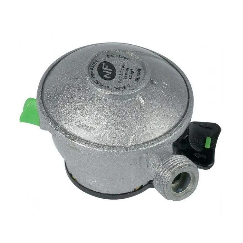 Regolatore di butano con attacco rapido diametro 27 mm, per bombola Butagaz LE CUBE Regolatore di butano con attacco rapido diametro 27 mm, per bombola Butagaz LE CUBE
