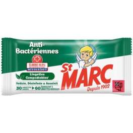 Lingettes antibactériennes St Marc x60. - ST MARC - Référence fabricant : 840405