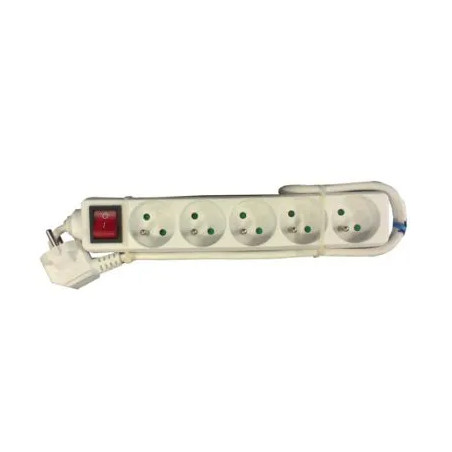 Tira de enchufe de 5 tomas de corriente blanca con interruptor