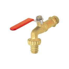 Sprinkler valve 15x21 / 20x27 (1/2"-3/4") brushed brass flat handle red steel. - Sferaco - Référence fabricant : 682045