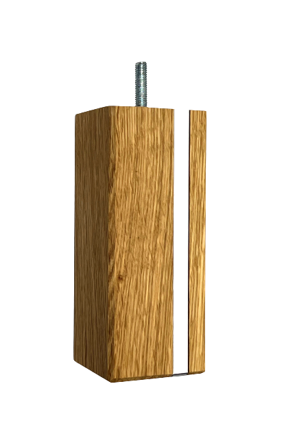 M8 square base in oiled oak and metal, 60x60 mm, height 150 mm
