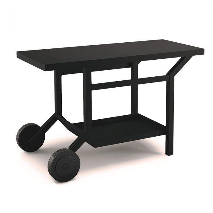 Black rolling table for plancha
