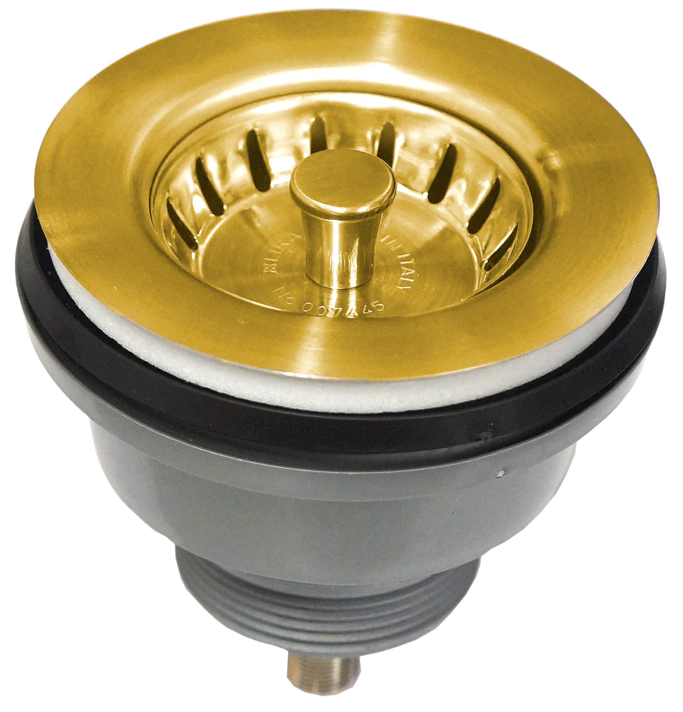 Basket drain D.86mm for 60mm hole, gold satin PVD