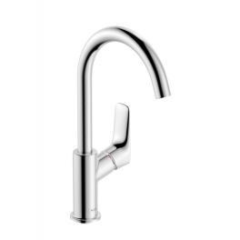 210 "Zebris" basin mixer, high swivel spout with pull cord and synthetic pop-up waste - HANSGROHE - Référence fabricant : 72574000