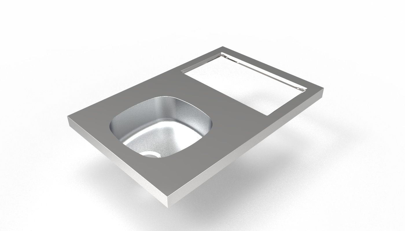 ISEO single-bowl 90x60 kitchen sink with cut-out for domino (not supplied), reversible