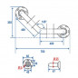 Staaf gebogen 135 graden 400x400 mm, diameter 25 mm Verchroomd