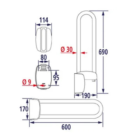Barre d'appui relevable Epoxy blanche 60 cm