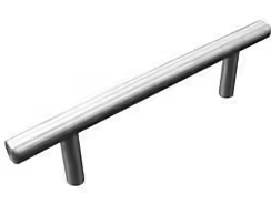 Handle bar in brushed stainless steel, L.156 x W.12 x D.33 mm, center distance 96mm, 1 piece with screws.