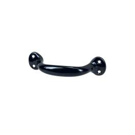 Handle with screw-on feet in black steel, W.140mm, H.32mm, D.36mm, center distance 123mm, 1 piece with screws. - CIME - Référence fabricant : CQ.6486.1