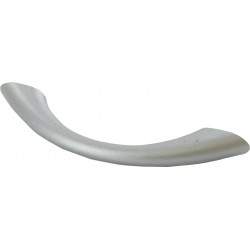Curved handle with aluminum-gray pvc insert, L.90mm, W.10mm, D.20mm, center distance 64mm, 1 piece with screws.