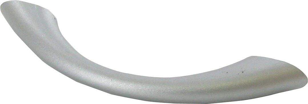 Thin curved handle with aluminum-gray pvc insert, L.129mm, W.10mm, D.30mm, 96mm center distance, 1 piece with screws.