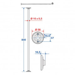 Tubo dritto: 800 mm con 2 tappi di chiusura