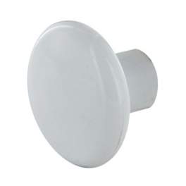 White plastic round knob, D.35mm, H.26mm, 1 piece with screws. - CIME - Référence fabricant : CQ.3566.1