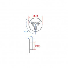Schuifrozet (enkel) diameter 20 verchroomd