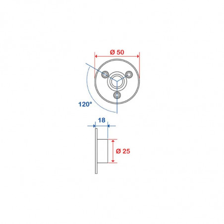 Schuifrozet (enkel) diameter 20 verchroomd