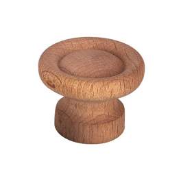 Edging knob with insert, sanded beech, D.25mm, H.24mm, 2 pieces with screws. - CIME - Référence fabricant : CQ.3111.2