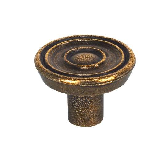 Runder gerippter Knopf im Barockstil, bronzefarben glänzend, D.30mm, H..21mm, 1 Stück mit Schrauben.