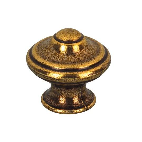 Pomolo Zamak Lyonnais in bronzo lucido, D.30mm, H30mm, 1 pezzo con viti.