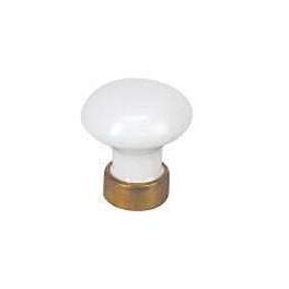 Knob with insert, white porcelain/brass, D.30mm, H.35mm, 1 piece with screws. - CIME - Référence fabricant : CQ.3157.1