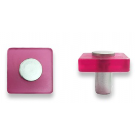 Square knob, PVC, opal pink, 30X30mm, H26mm, 1 piece with screws. - CIME - Référence fabricant : CQ.62586.1