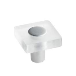 Quadratischer Knopf aus PVC, transparent, 30x30mm, H.26mm, 1 Stück mit Schrauben. - CIME - Référence fabricant : CQ.62588.1