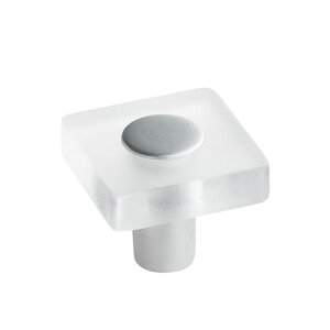 Square PVC knob, clear, 30x30mm, H.26mm, 1 piece with screws.