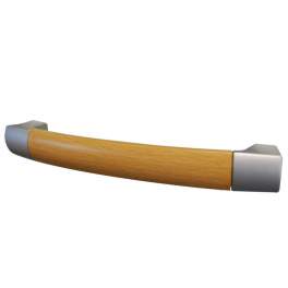 Rectangular handle, PVC aluminum/wood gray, W.146mm, H.27mm, 128mm center distance, 1 piece with screws. - CIME - Référence fabricant : CQ.4626.1