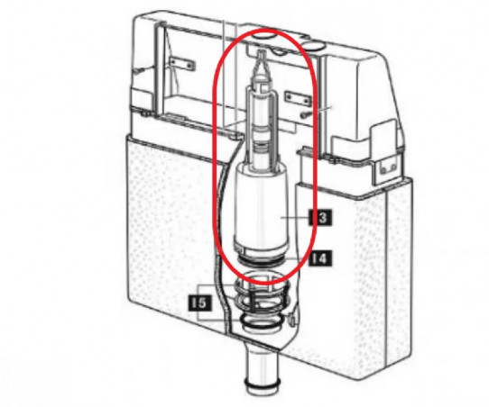 Mécanisme de chasse pour réservoir WC encastré Schwab, 231695